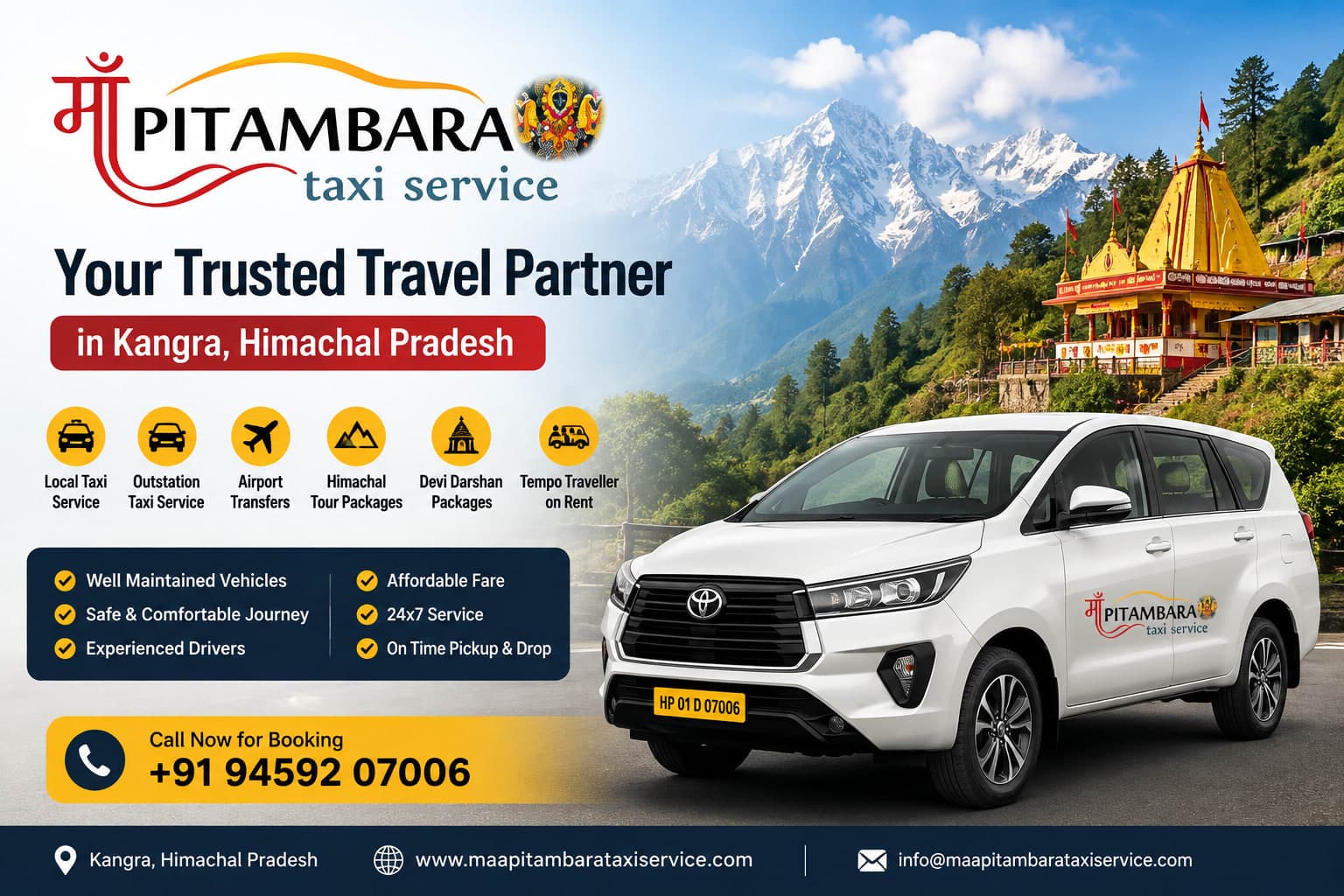 Maa Pitambara Taxi Service – Taxi & Tour Services in Kangra, Himachal Pradesh